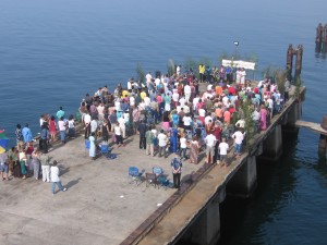 Easter service on the dock.